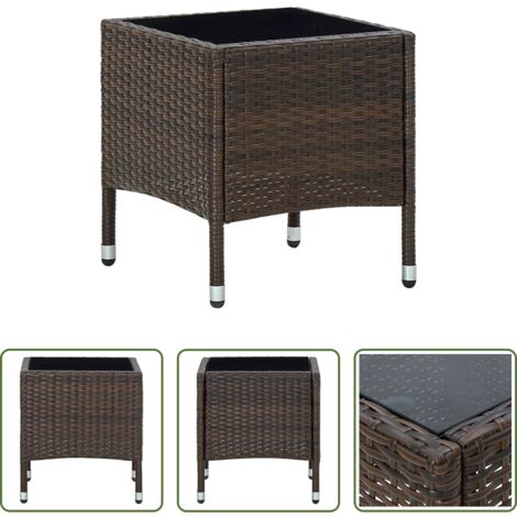 Tavolo da patio -  Tavolo da Giardino Marrone 40x40x45 cm in Polyrattan