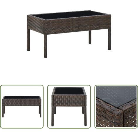 Tavolo da patio -  Tavolo da Giardino Marrone 75x40x37 cm in Polyrattan