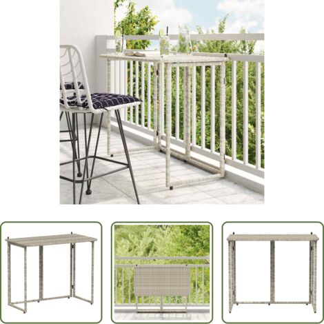 Tavolo da patio - Tavolo Giardino Pieghevole Grigio Chiaro 90x51x75 cm Polyrattan