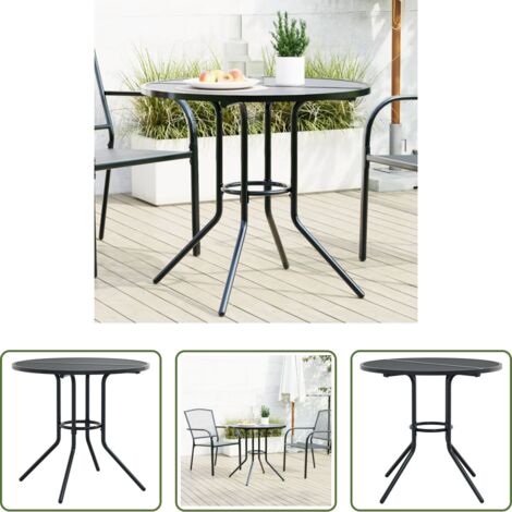 Tavolo da patio -  Tavolo Patio Rotondo Antracite Ø80x72,5 cm Acciaio Verniciato