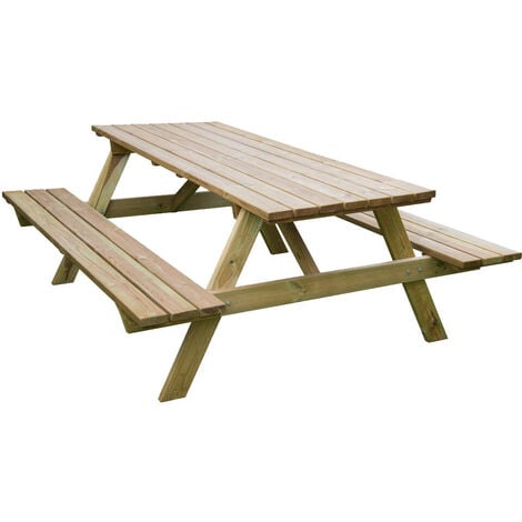 Onlywood Tavolo Picnic in Legno 200 x 165 cm - con Panche