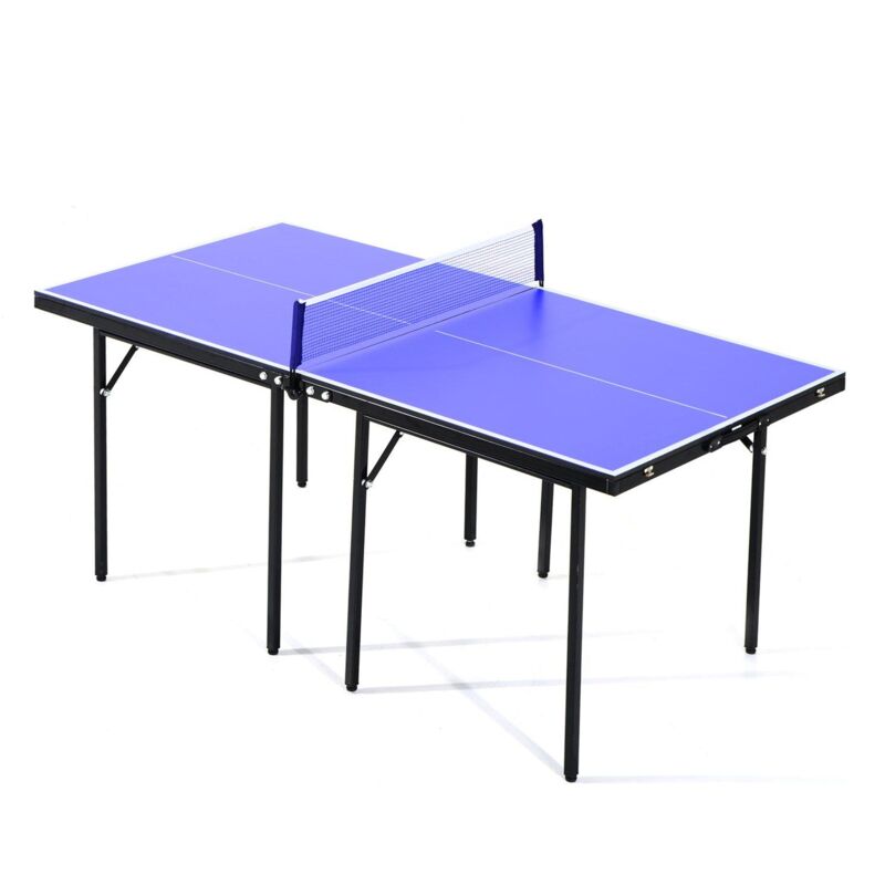 Tavolo Da Ping Pong Pieghevole In Legno Mdf 153x76.5x67 Cm Blu E Nero Benzoni