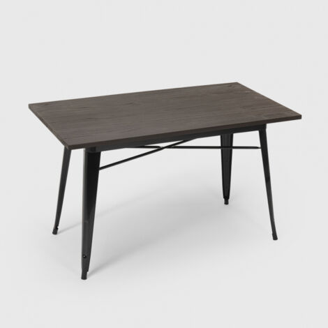 Tavolo da pranzo 120x60 design tolix industriale metallo legno rettangolare CAUPONA