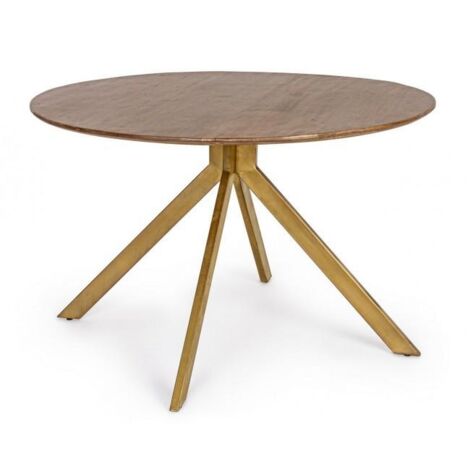 Tavolo da Pranzo Ø120x76 cm in Acciaio e Legno