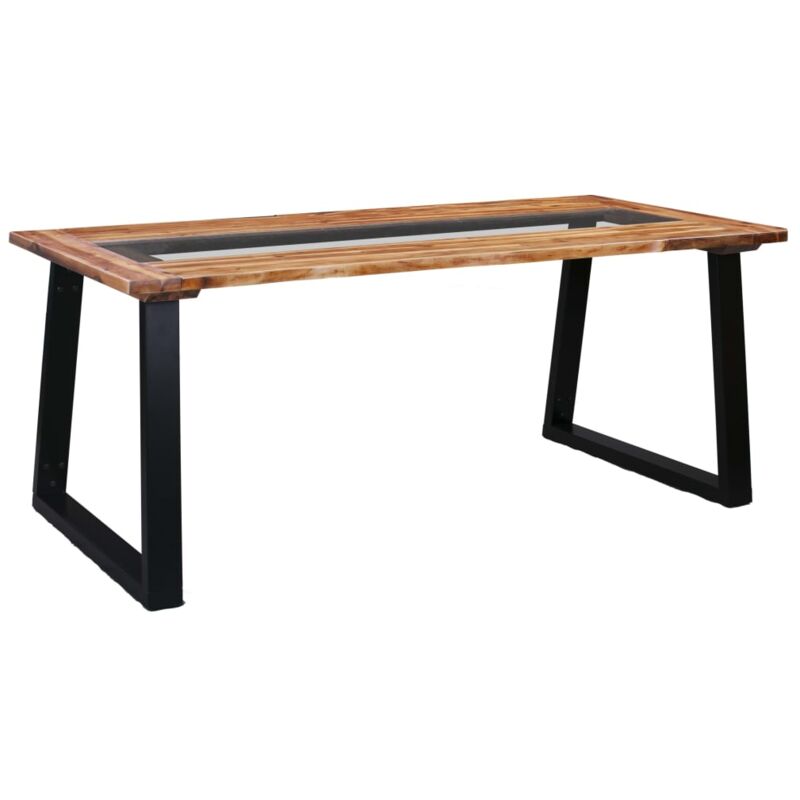 Tavolo da Pranzo, Tavolo da Cucina 180x90x75 cm in Legno Massello Acacia e Vetro vidaXL 97406