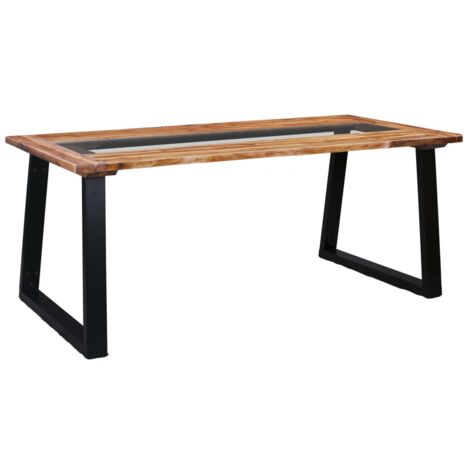Tavolo da Pranzo 180x90x75 cm in Legno Massello Acacia e Vetro vidaXL