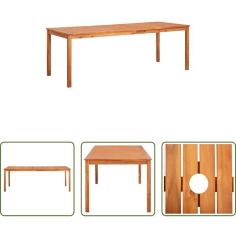 Tavolo da pranzo all'aperto -  Tavolo da Giardino 215x90x74 cm in Legno Massello di Acacia