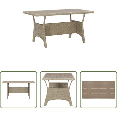 Tavolo da pranzo all'aperto -  Tavolo da Giardino Grigio 120x70x66 cm in Polyrattan