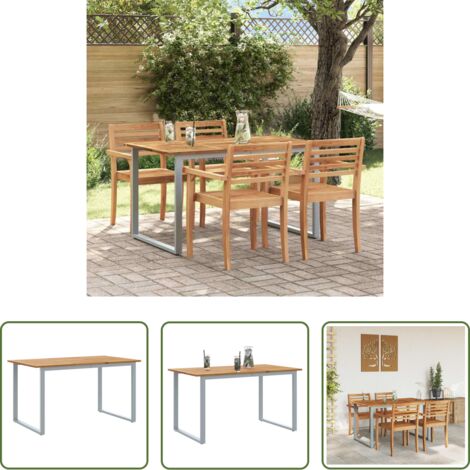 Tavolo da pranzo all'aperto -  Tavolo da Giardino Grigio 140 x 80 x 75 cm