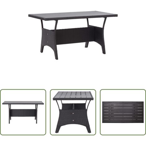 Tavolo da pranzo all'aperto -  Tavolo da Giardino Nero 120x70x66 cm in Polyrattan