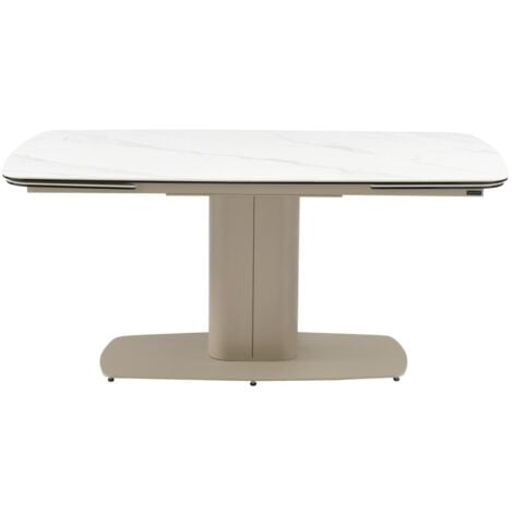 Tavolo da pranzo allungabile 6-10 coperti Ceramica e Metallo Bianco e Tortora - CARIOULA di PASCAL MORABITO