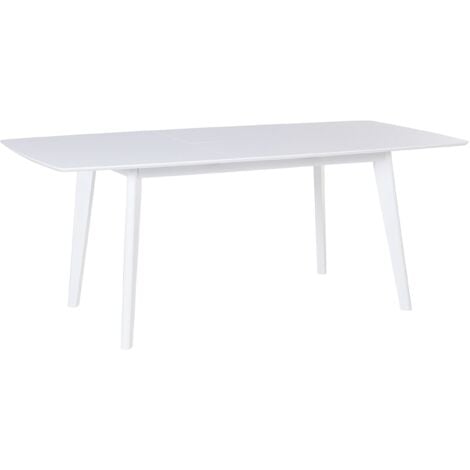 Tavolo da Pranzo Allungabile Bianco con Gambe in Legno 150-195 x 90 cm Sanford