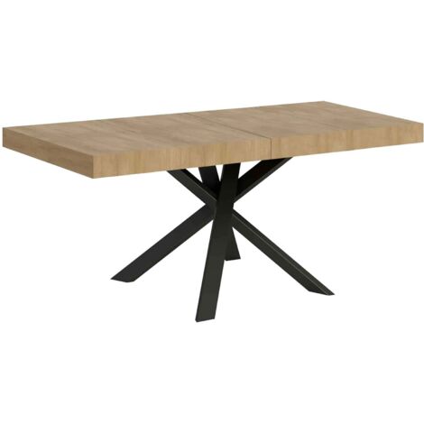 Tavolo da pranzo Allungabile - CLERK PREMIUM - Colore: Quercia Natura - Telaio: Antracite