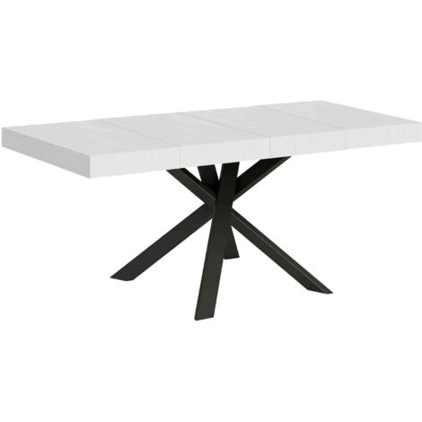 Tavolo da pranzo Allungabile - CLERK PREMIUM - Telaio: Antracite - Colore: Bianco Frassino