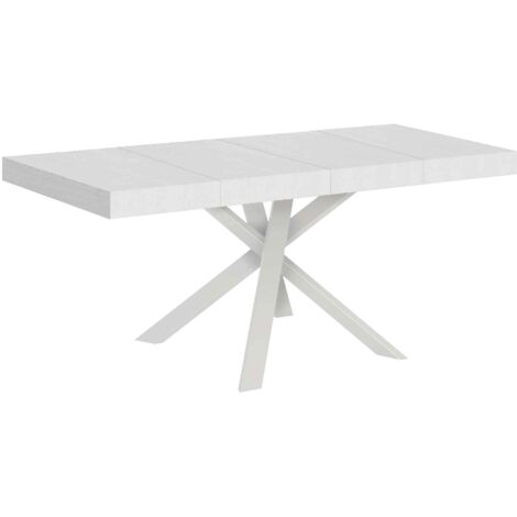 Tavolo da pranzo Allungabile - CLERK PREMIUM - Telaio: Bianco - Colore: Bianco Frassino