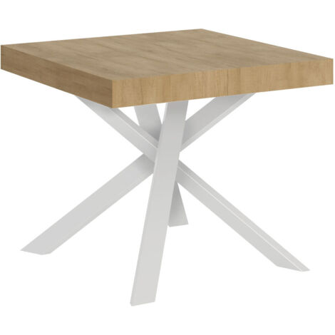 Tavolo da pranzo Allungabile - CLERK - Telaio: Bianco - Colore: Quercia Natura