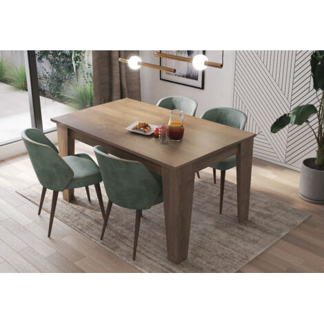 Tavolo da Pranzo Allungabile Da 140 A 200 Cm Gambe a Spillo Design Moderno 8 Posti In Melaminico Estensibile Con Guide In Metallo Cucina Salotto Soggiorno 200 x 90 x 78 Cm (Noce)