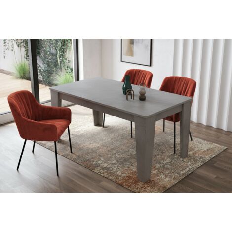 Tavolo da Pranzo Allungabile Da 160 A 220 Cm Gambe a Spillo Design Moderno 10 Posti In Melaminico Estensibile Con Guide In Metallo Cucina Salotto Soggiorno 220 x 90 x 78 Cm Grigio Cemento