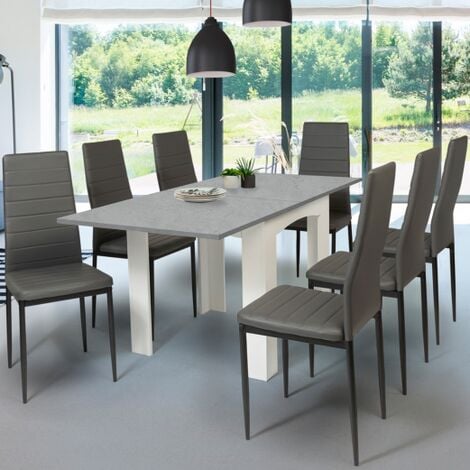 Tavolo da pranzo allungabile DONA per 4-8 persone con piano effetto cemento cerato 80-160cm