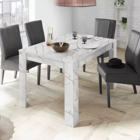 Tavolo da pranzo allungabile effetto marmo 90x137-185cm moderno Auris - Bianco