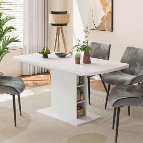 Vicco Tavolo Da Pranzo Allungabile Fenaro – 120/160 X 80 Cm, Bianco E Nero, Con Piano In Truciolato E Struttura MDF