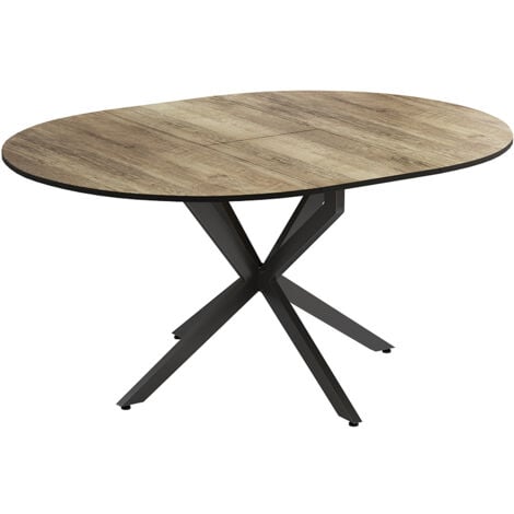 Tavolo da pranzo allungabile Loyd, Nero/quercia rustico, 120 x 76.5 cm Estensibile, Vicco