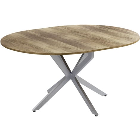 Tavolo da pranzo allungabile Loyd, Rovere rustico/grigio, 120 x 76.5 cm Estensibile, Vicco