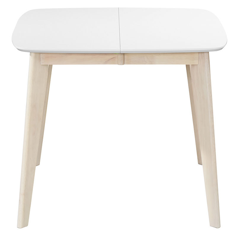 Tavolo da pranzo allungabile scandinavo quadrato bianco e legno L90-130 leena