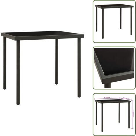 Tavolo da pranzo antracite - vidaXL Tavolo da Pranzo per Esterni Antracite 80x80x72cm Vetro Acciaio - Tavolo da pranzo per giardino