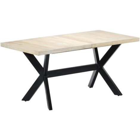 Tavolo da Pranzo Bianco 160x80x75 cm in Legno Massello di Mango vidaXL