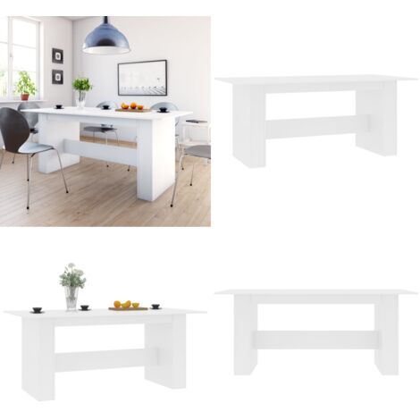 Tavolo da Pranzo Bianco 180x90x76 cm in Legno Multistrato - Tavolo da pranzo bianco - Tavolo da pranzo minimalista