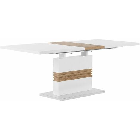 Tavolo da Pranzo Bianco con Gambe Legno Piano Allungabile 160 x 90 cm Santana - Bianco