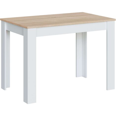 tavolo da pranzo bianco e rovere, 109x67x78 cm