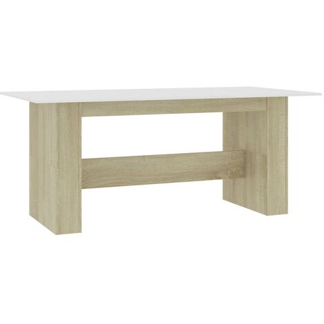 Tavolo da Pranzo Bianco e Rovere Sonoma 180x90x76 cm Truciolato