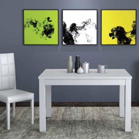 Tavolo da pranzo bianco frassinato allungabile di 40 cm,