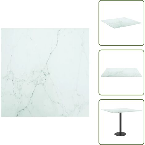 Tavolo da pranzo bianco - vidaXL Piano Tavolo Bianco 50x50 cm 6 mm Vetro Temperato Design Marmo -
