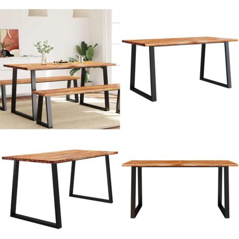 Tavolo da Pranzo Bordi Vivi 160x80x75 cm Legno Massello Acacia - Tavolo da pranzo con bordo vivo - Tavolo da pranzo in legno massello