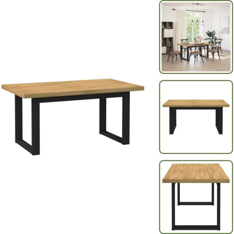 Tavolo da pranzo con gambe a forma di U - vidaXL Tavolo Pranzo NOAIN Gambe a Forma U 160x90x75 cm Legno Massello - Tavolo da pranzo naturale
