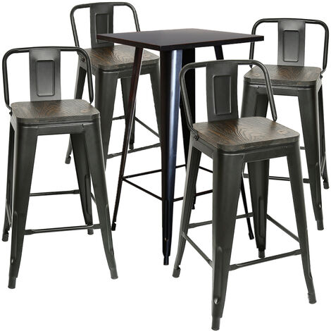 Tavolo da pranzo con gambe alte in ferro battuto in stile industriale e tavolo da cucina (pannello nero) 60 * 60 * 103 cm