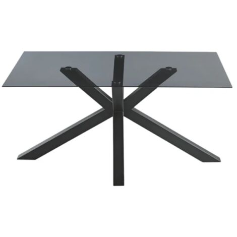 Tavolo da pranzo con piano in vetro Fume' e base in metallo 160x90 cm DANTE
