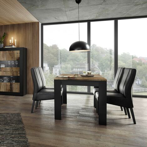 Tavolo da pranzo cucina 180x90cm nero legno industriale Bolero Basic