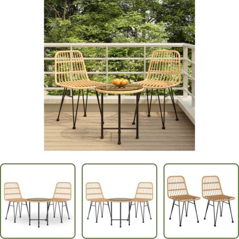 Tavolo da pranzo da esterno -  Set da Pranzo da Giardino 3 pz in Polyrattan