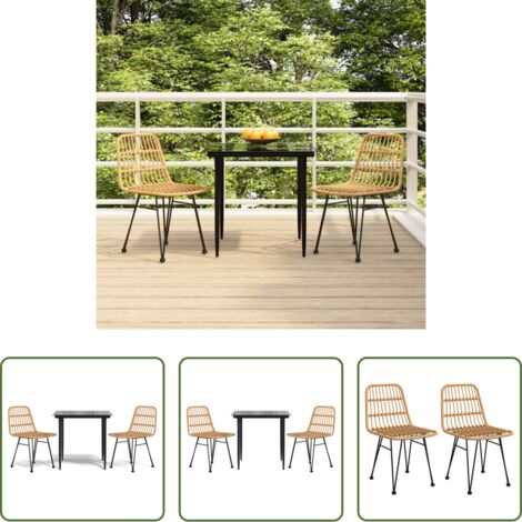 Tavolo da pranzo da esterno -  Set da Pranzo da Giardino 3 pz in Polyrattan