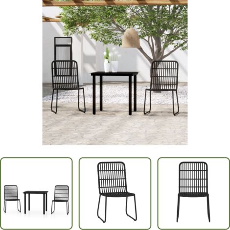 Tavolo da pranzo da esterno -  Set da Pranzo da Giardino 3 pz Nero