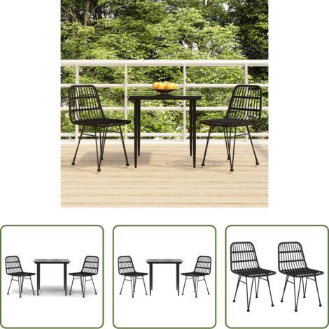 Tavolo da pranzo da esterno -  Set da Pranzo da Giardino 3 pz Nero in Polyrattan
