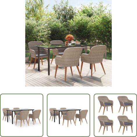 Tavolo da pranzo da esterno -  Set da Pranzo da Giardino 5 pz con Cuscini Marrone