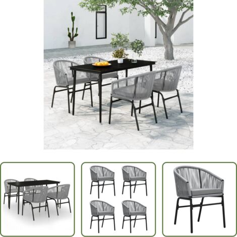 Tavolo da pranzo da esterno -  Set da Pranzo da Giardino 5 pz Grigio