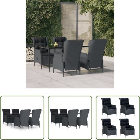 Tavolo da pranzo da esterno -  Set da Pranzo da Giardino 5 pz Grigio Scuro in Polyrattan