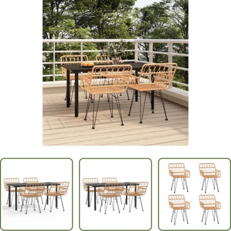 Tavolo da pranzo da esterno -  Set da Pranzo da Giardino 5 pz in Polyrattan