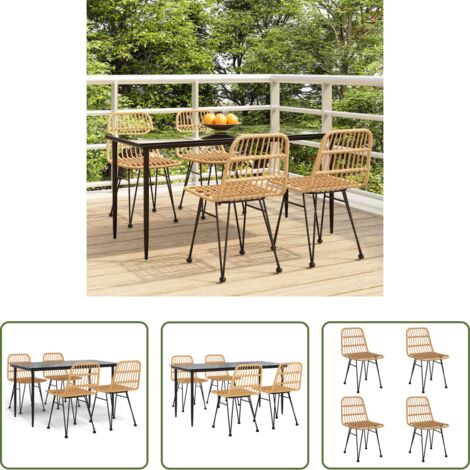 Tavolo da pranzo da esterno -  Set da Pranzo da Giardino 5 pz in Polyrattan